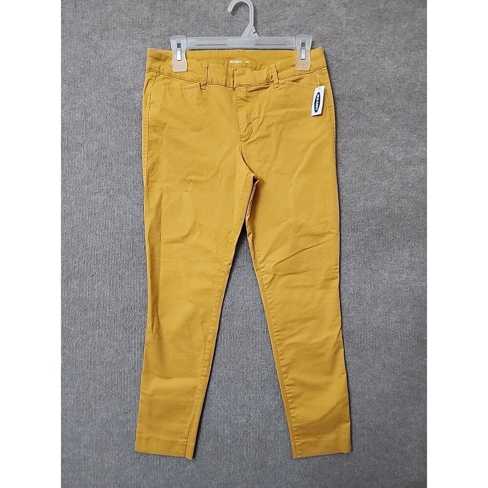 Old Navy Pixie Skinny Ankle Chino Pants Women 4 Sunflower Gold Stretch NEW